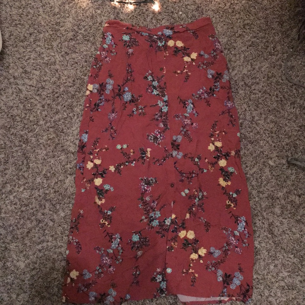 Rusty floral button up maxi skirt
